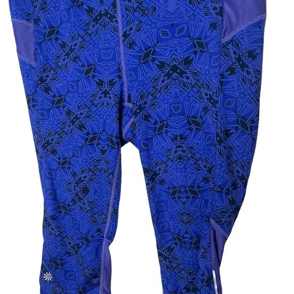 Athleta Blue Printed Workout Athletic Crops - L - Picture 3 of 6